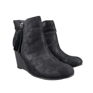 Mia Shoes Womens 8.5 Booties Wedge Fashion Buckley Lifestyle Classic Black Zip